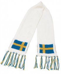 Sverige handstickad halsduk Vit