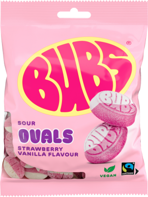Bubs Sour Ovals Strawberry Vanilla 90g