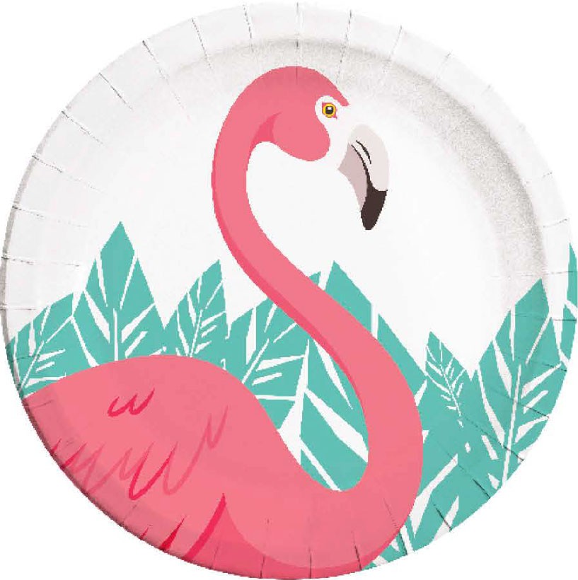 Papperstallrik flamingo 6-pack 23cm main image 0